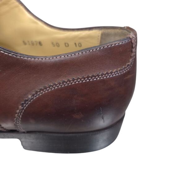 Santoni Calfskin‎ Leather Cap Toe Oxford Italy Shoes Brown 1976 Men Sz 10 D main image 2